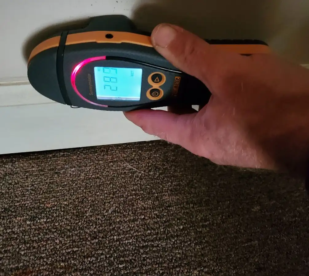 Moisture detection at baseboard during Sewage Cleanup & Sanitation in Lehigh Acres